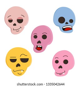 Set of skull emoticon with expression