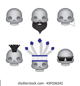 Set of skull emoticon vector isolated on white background. Emoji vector. Smile icon set. Emoticon icon web.