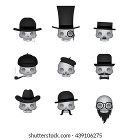 Set of skull emoticon vector isolated on white background. Emoji vector. Smile icon set. Emoticon icon web.