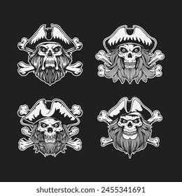 a set of skull faces with a beard and mustache