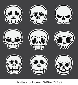 set of skull good for sticker, pattern design, element design, etc