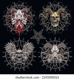 set skull, grunge vintage design t shirts