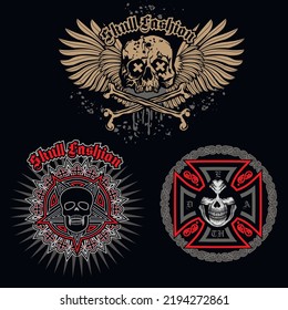 set skull, grunge vintage design t shirts