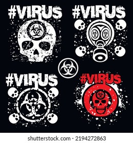 set skull, grunge vintage design t shirts