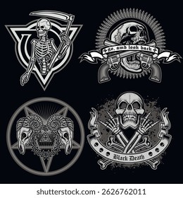 set, skull, grunge vintage design t shirts