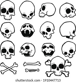 Set Skull Head Doodle Illustration Stock Vector (Royalty Free ...