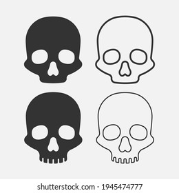 Set of skull icon isolated on white background. Vector illustration. Eps 10.