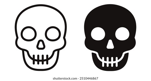 A set of skull icons for Halloween isolated on a white background. Vector illustration.