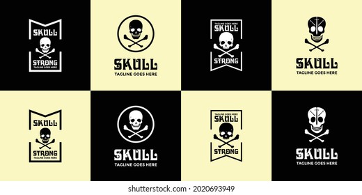 set Skull logo design template vector