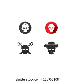 set of skull logo vector icon template illustration design