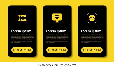 Set Skull on crossbones,  and Vampire teeth. Business infographic template. Vector