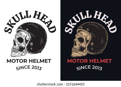 Set Skull Rider Helmet Dark illustration Skull Bones Head Hand drawn Hatching Outline Symbol Tattoo Merchandise T-shirt Merch vintage