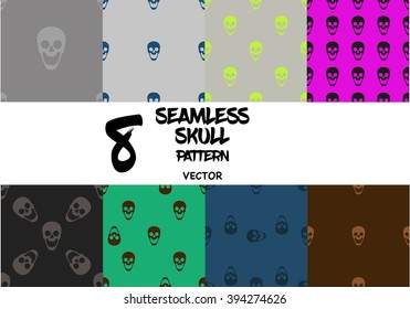 Set of skull seamless pattern. Vector skull collection. 