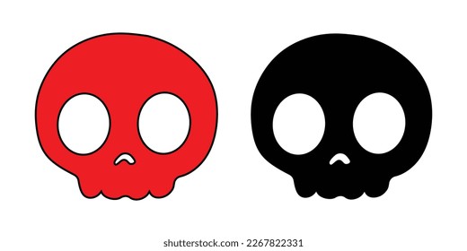set of skull silhouette vector set. skull, bone, skeleton, head, body part, face, eye, dead, danger, icon, sign, symbol, red, black, white, vector illustration