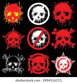 Set of skull splash vector art