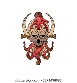 set of skull vector illustration with cross isolated on white background