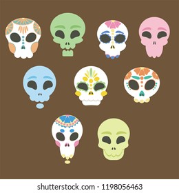 set of skulls for the day of the dead