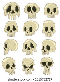 
set of skulls in a different style for the holiday halloween
