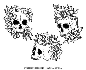 Illustration Floral Skull