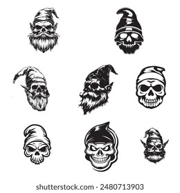 set of skulls with gnome's vector logo design template 
