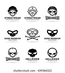 Set of skulls and logo design elements (5)