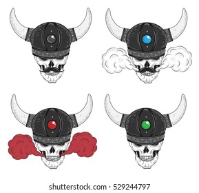 Set Skulsl Viking. Vector Illustration