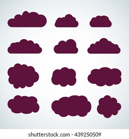 Set of sky, clouds. Collection of cloud icon, shape, label, symbol. Graphic element vector. Vector design element for logo, web and print. 
