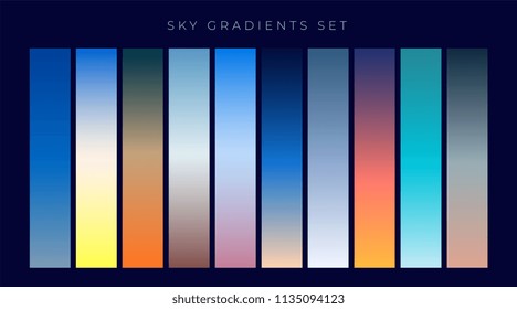 set of sky gradients background