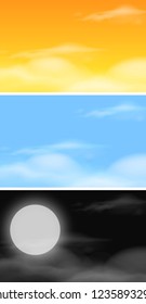 Set of sky scenes illustration