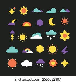 set of sky and weather design element