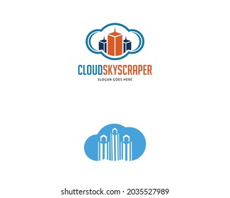 Set Of Skyscraper With Cloud Logo Vector Icon Illustration Design