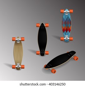 Set of slalom boards. Visibility under different angles. Vector illustration.