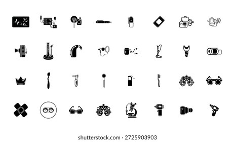 Un conjunto de elegantes iconos negros que representan diversas tecnologías y herramientas modernas, ideales para su uso en proyectos digitales, presentaciones y materiales de marketing.