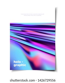 set of sleek iridescent holographic layout cover, poster, banner, backdrop, wallpaper design template