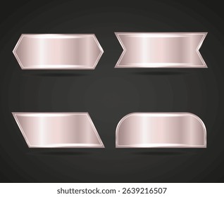 Set of sleek metalic rose gold badges