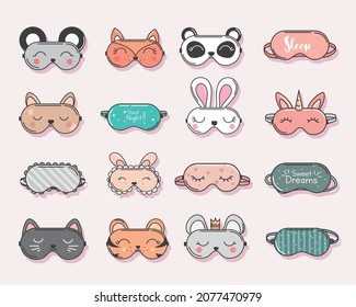 set of sleep masks shaped cute animals