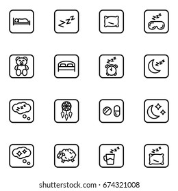 Set of sleep outline vector icons.