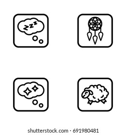 Set of sleep outline vector icons.