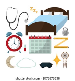 Set of sleep time concept icons