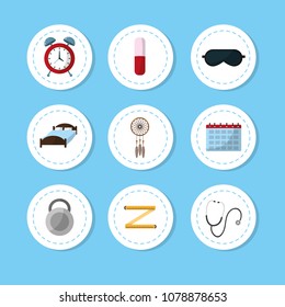 Set of sleep time concept icons