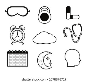 Set of sleep time concept icons