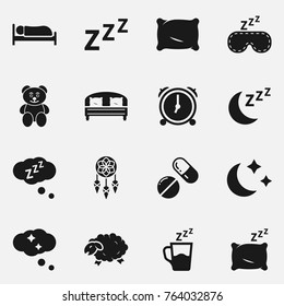 Set Of Sleep Vector Icons.