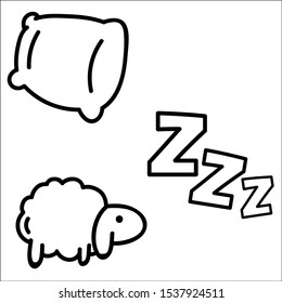 Set of Sleep, with white background.