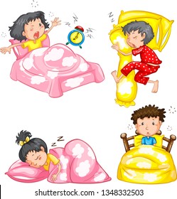 Set of sleeping kids illustration