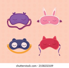 set of sleeping mask of animals