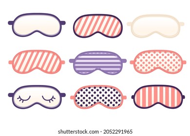Set of sleeping mask with different patterns vector illustration on white background