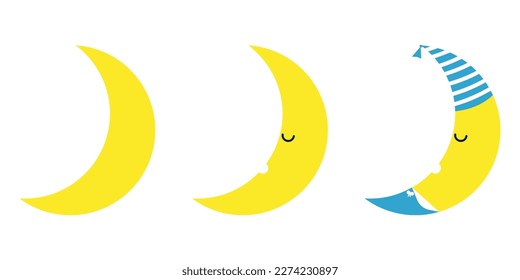 set of sleeping moon icons on white background. Vector illustration