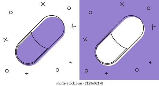 Set Sleeping pill icon isolated on white and purple background.  Vector