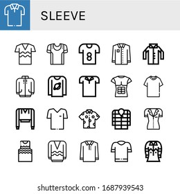 Set of sleeve icons. Such as Polo shirt, Shirt, Sport shirt, T Long sleeve, Tshirt, Sweatshirt, Anorak, Tanktop , sleeve icons