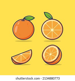 set of slice orange icon cartoon vector illustration isolated object